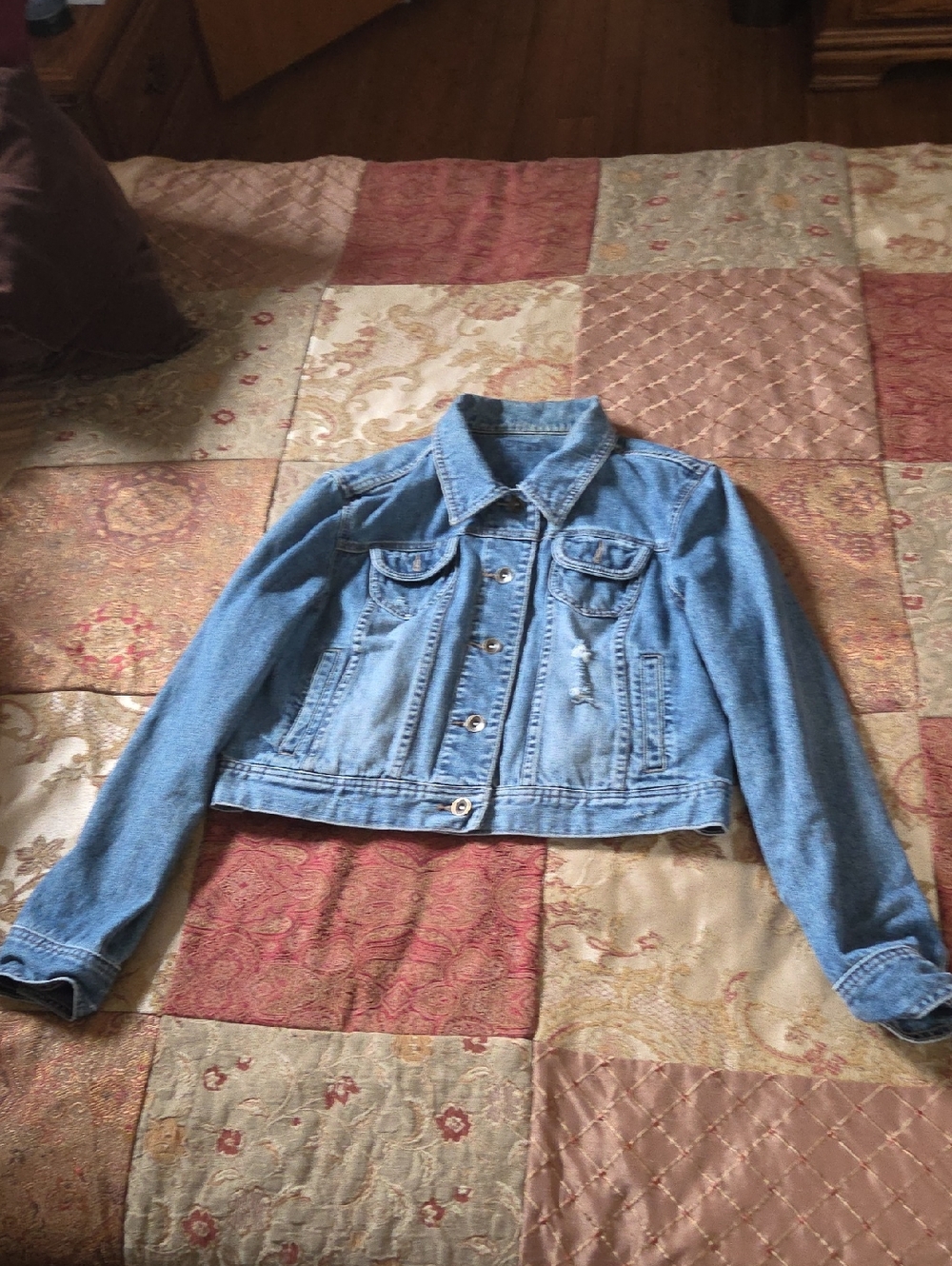Light Blue Denim Jacket - Women's Casual Distressed Jean Jacket